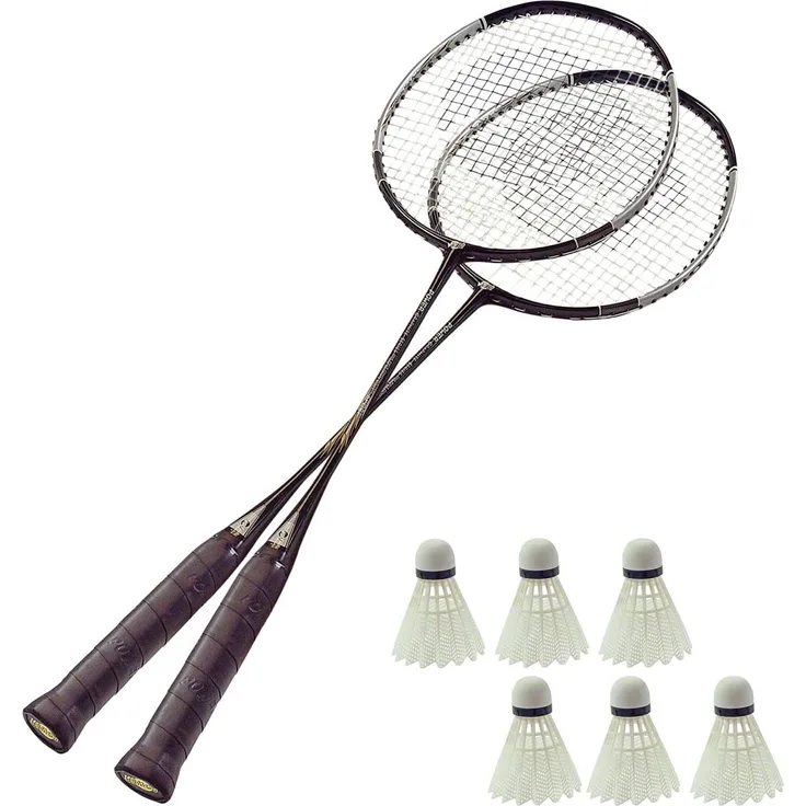 Badminton Set 2 Schläger 6 Bälle, Badmintonschläger, Federball, Badmintonball