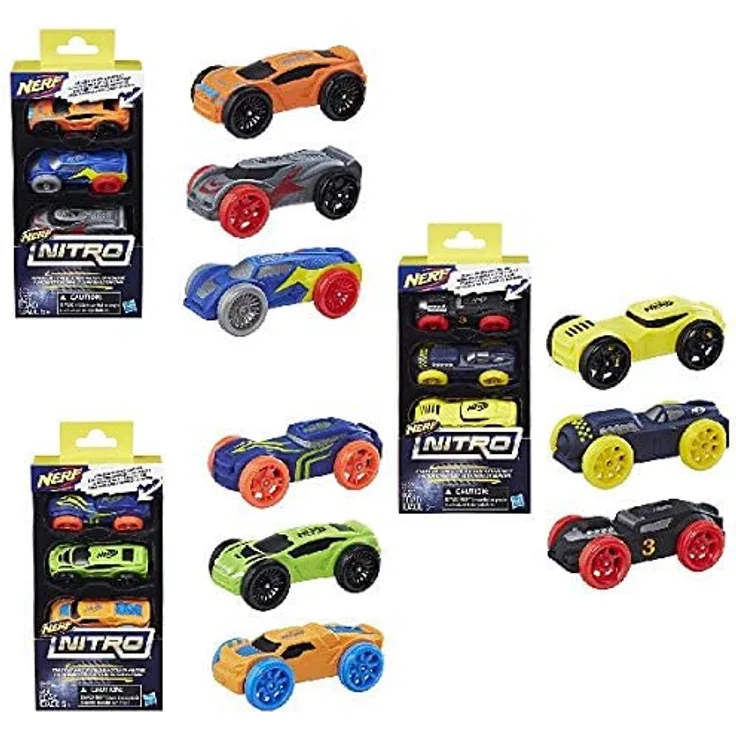 Hasbro C0774EU4 Nerf Nitro Soft Racer Fahrzeug, 3er Pack, farblich sortiert