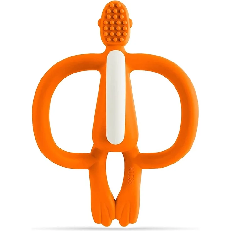 Matchstick Monkey Zahnspielzeug für Babys, stimuliert und massiert schmerzendes Zahnfleisch, 3 Monate alt+, orange – Bild 3