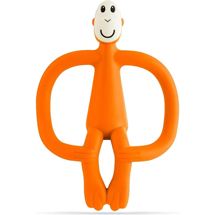 Matchstick Monkey Zahnspielzeug für Babys, stimuliert und massiert schmerzendes Zahnfleisch, 3 Monate alt+, orange – Bild 1