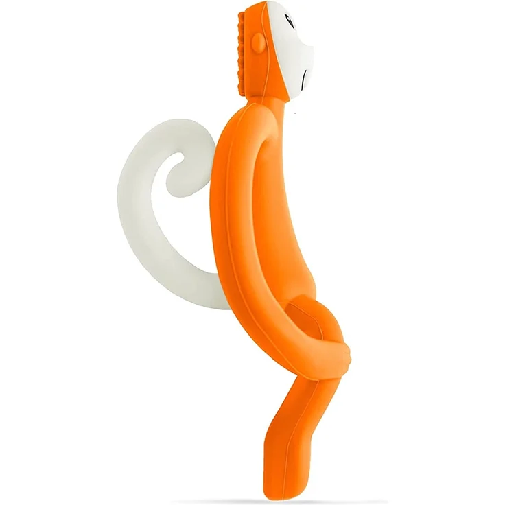 Matchstick Monkey Zahnspielzeug für Babys, stimuliert und massiert schmerzendes Zahnfleisch, 3 Monate alt+, orange – Bild 2