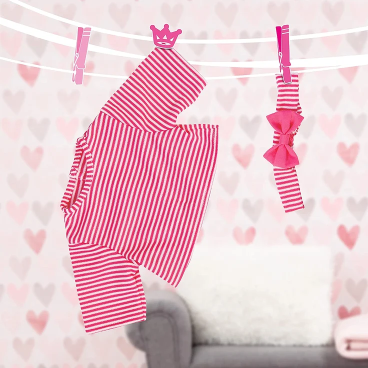Bayer Design 83853 - Kleidung für Puppen Circa 38 cm, Jeanskleid mit Shirt und Stirnband – Bild 4