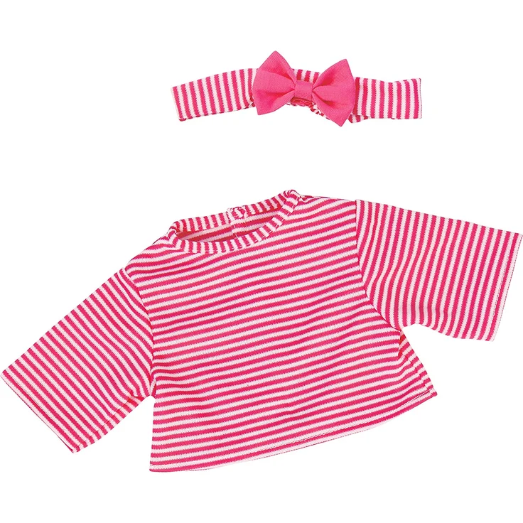 Bayer Design 83853 - Kleidung für Puppen Circa 38 cm, Jeanskleid mit Shirt und Stirnband – Bild 3