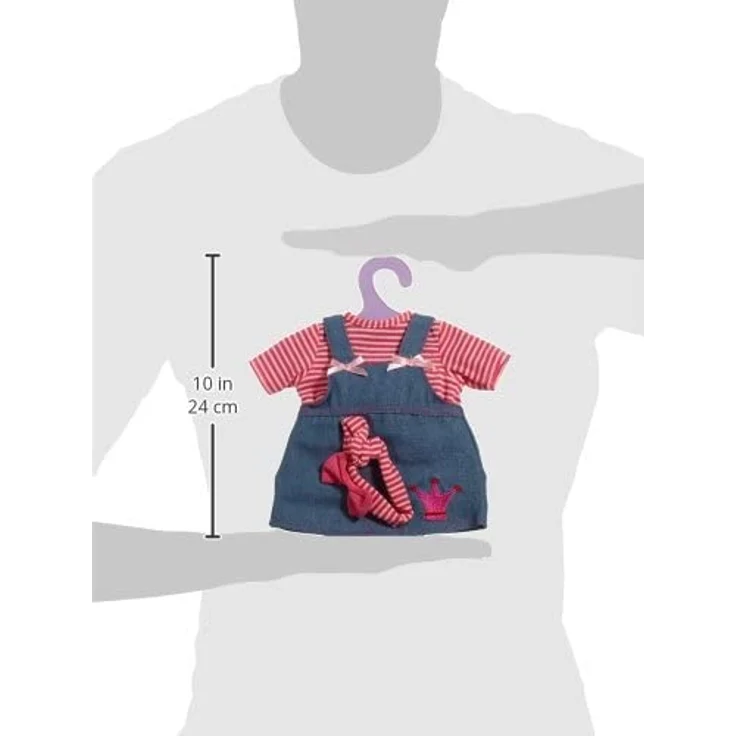 Bayer Design 83853 - Kleidung für Puppen Circa 38 cm, Jeanskleid mit Shirt und Stirnband – Bild 6