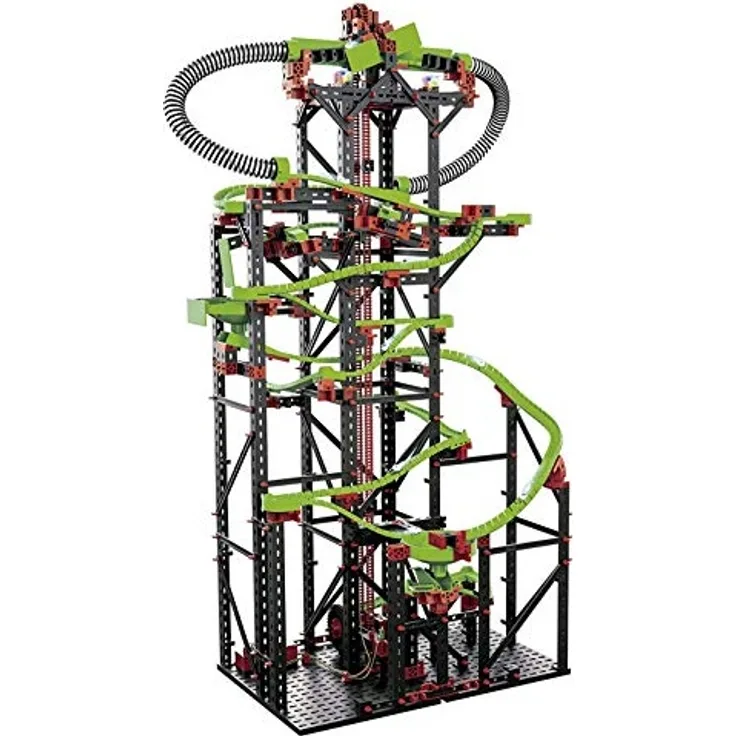 fischertechnik Kugelbahn Dynamic XXL mit einer einzigartigen Streckenlänge von 5,6m - 3 Modelle - Komplettset inklusive Motor, Rainbow-LED, Looping, Stop & Go, Wechselweiche für grenzenlosen Spielspaß
