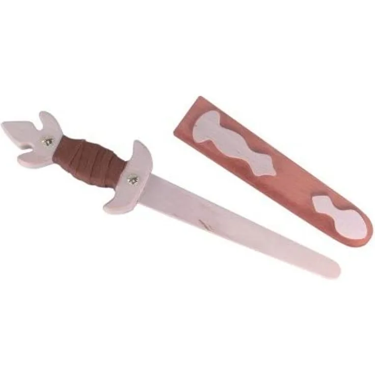 BestSaller 1009 Ritter Kronen Dolch aus Birken Holz mit Holzscheide, 38 cm, natur (1 Stück)