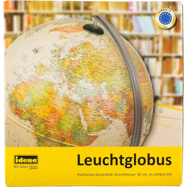 Idena 22904 - Leuchtglobus, im antiken Stil, mit LED Beleuchtung und Ein- und Ausschalter, Durchmesser ca. 30 cm, physikalisches und politisches Kartenbild – Bild 5