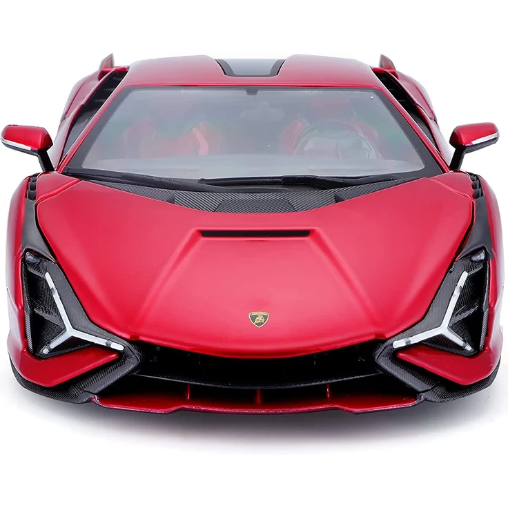 Bburago Lamborghini Sian FKP 37: Modellauto im Maßstab 1:18, Türen, Kofferraum und Motorhaube beweglich, lenkbar, 26 cm, rot (18-11046R), Farbig – Bild 2