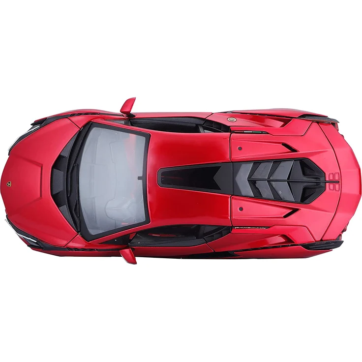 Bburago Lamborghini Sian FKP 37: Modellauto im Maßstab 1:18, Türen, Kofferraum und Motorhaube beweglich, lenkbar, 26 cm, rot (18-11046R), Farbig – Bild 12