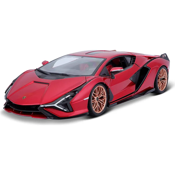 Bburago Lamborghini Sian FKP 37: Modellauto im Maßstab 1:18, Türen, Kofferraum und Motorhaube beweglich, lenkbar, 26 cm, rot (18-11046R), Farbig