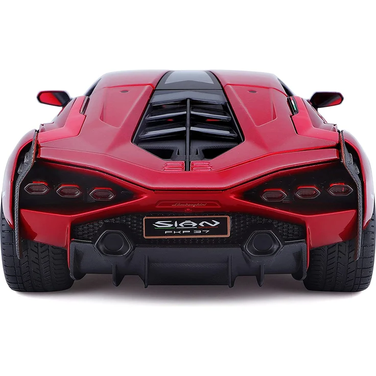 Bburago Lamborghini Sian FKP 37: Modellauto im Maßstab 1:18, Türen, Kofferraum und Motorhaube beweglich, lenkbar, 26 cm, rot (18-11046R), Farbig – Bild 3