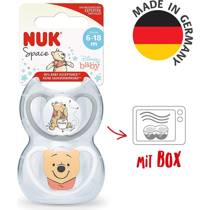 NUK Space Schnuller | 6-18 Monate | Schnuller mit extra Belüftung | BPA-freies Silikon | Disney Winnie Puuh | 2 Stück – Bild 6