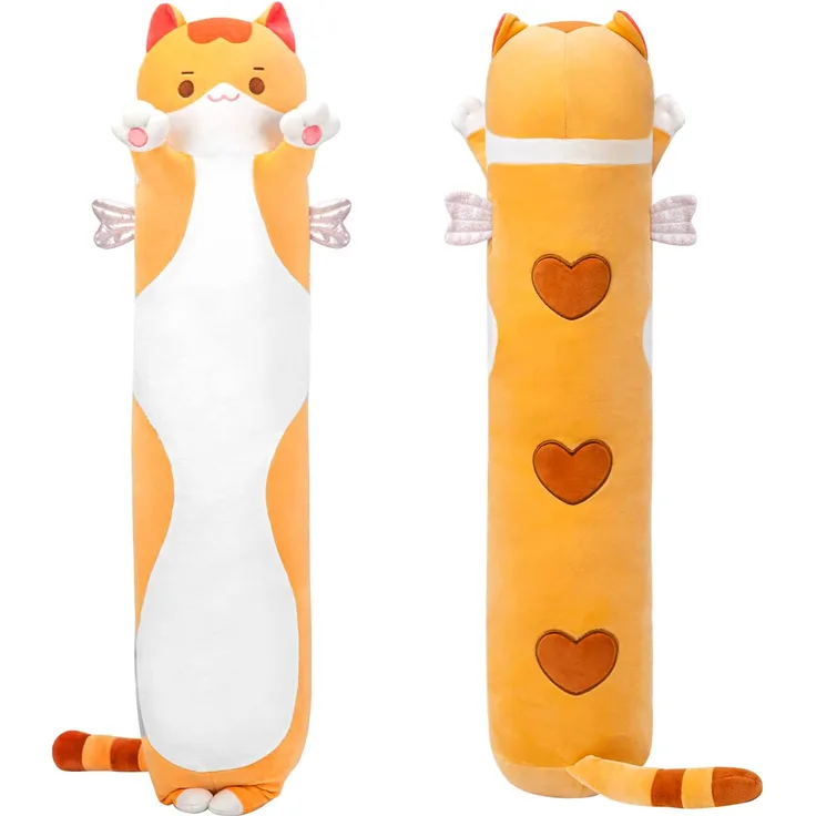 Mewaii Stofftiere Katzen Orange 50CM Plüsch Kissen Lang Kätzchen Plüschtier Ausgestopftes Tier Spielzeug Kuschelkissen Geschenk Plüschkissen
