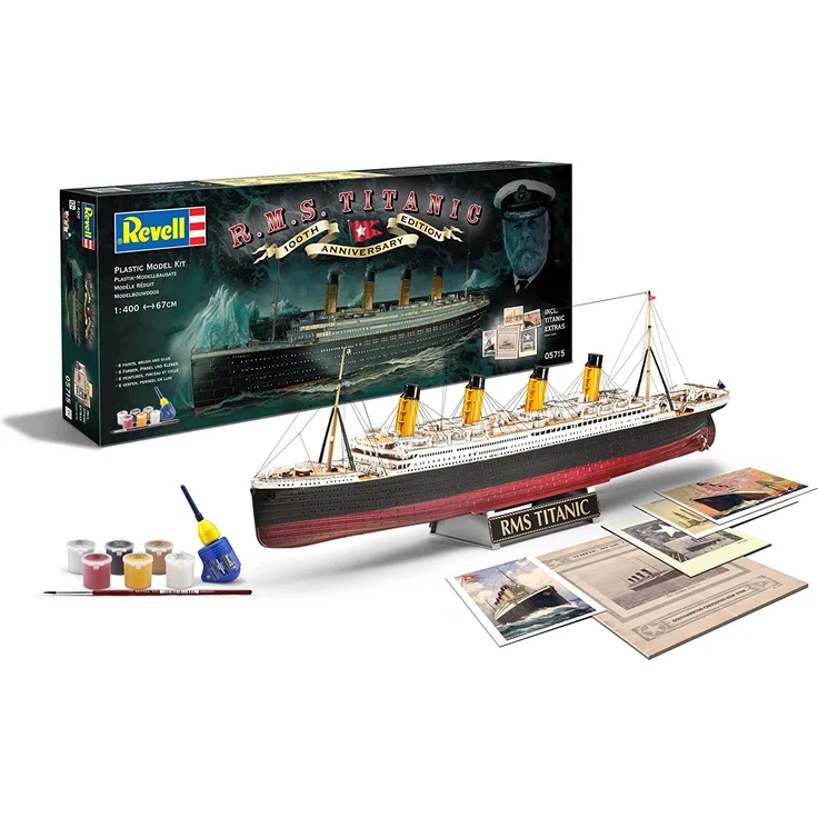 Revell Modellbausatz Schiff 1:400 - Geschenkset '100 Jahre TITANIC' im Maßstab 1:400, Level 5, originalgetreue Nachbildung mit vielen Details, Kreuzfahrtschiff, 05715