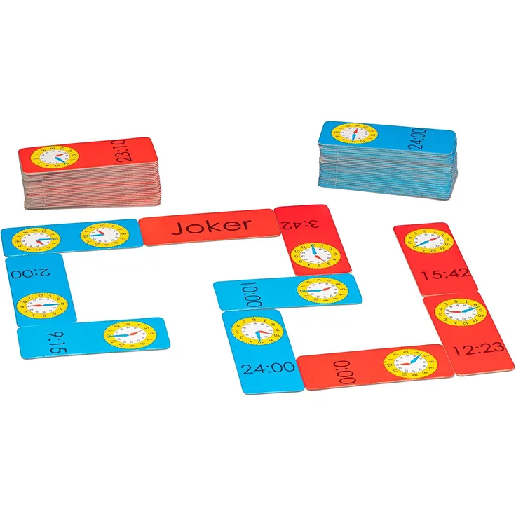 Wissner aktiv lernen 200095.IMP - Uhrzeit Domino, Lernspiel für Kinder zum spielerischen Üben der Uhr und Zeitangaben, hergestellt aus recycelter Pappe
