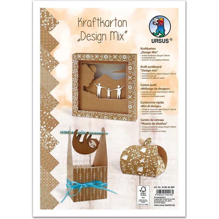 Kraftpapier Design Mix - DIN A4 - 10 Blatt