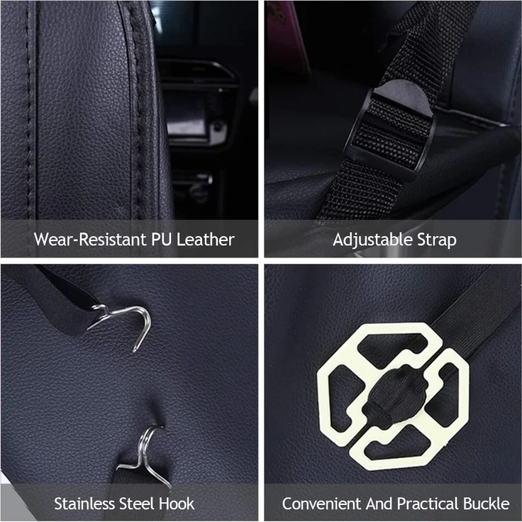 Ergocar Auto Organizer Rückenlehnenschutz Luxus Autositzschutz aus PU-Leder mit faltbarem Tablethalter wasserdicht Rückenlehnenschutz Rückenlehnen-Tasche für Kinder (Mokka - 2 Pack) – Bild 3