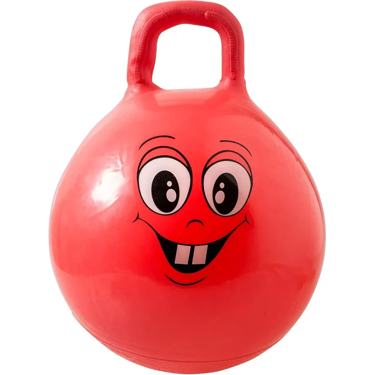 Idena 40093 - Sprungball Happy Face in rot, Durchmesser ca. 45 - 50 cm, belastbar bis 50 kg, ideal für Sommer, Park oder Kindergarten – Bild 5
