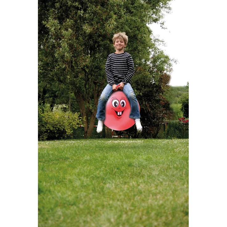 Idena 40093 - Sprungball Happy Face in rot, Durchmesser ca. 45 - 50 cm, belastbar bis 50 kg, ideal für Sommer, Park oder Kindergarten – Bild 6