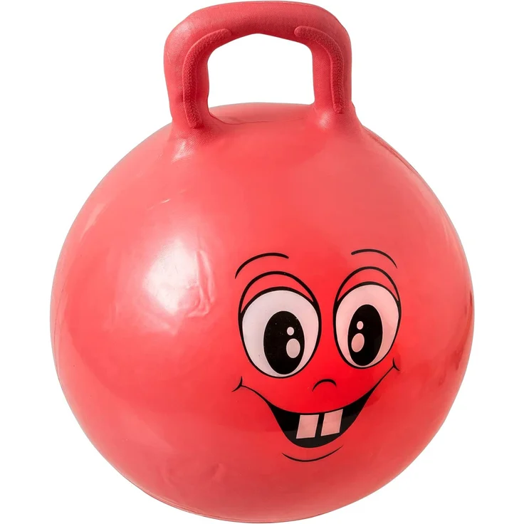 Idena 40093 - Sprungball Happy Face in rot, Durchmesser ca. 45 - 50 cm, belastbar bis 50 kg, ideal für Sommer, Park oder Kindergarten – Bild 4