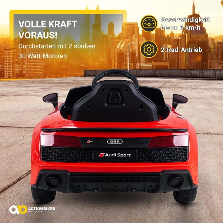 Audi R8 Spyder Kinder-Elektroauto, lizenziertes Kinderfahrzeug, 60 Watt Kinderauto, mit USB, schwarz – Bild 5