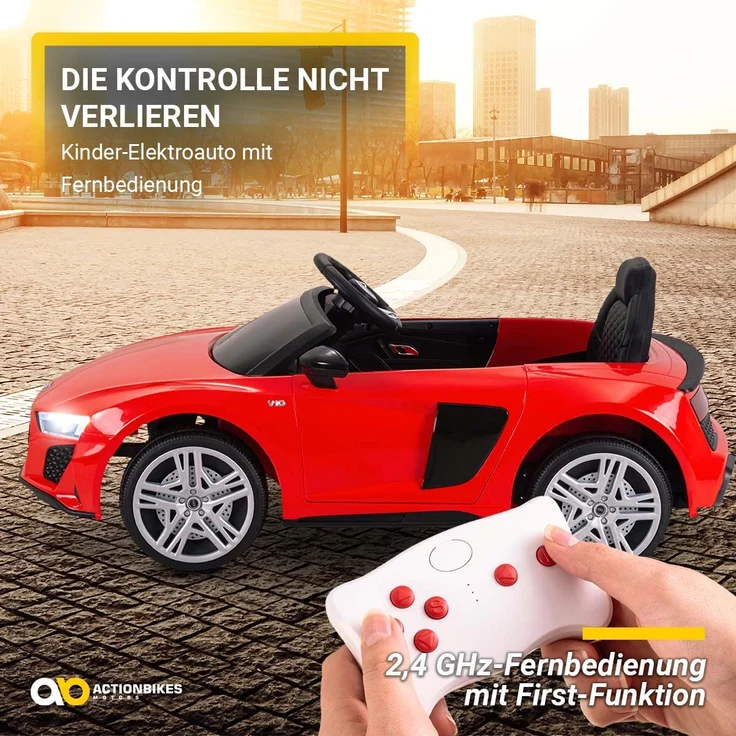 Audi R8 Spyder Kinder-Elektroauto, lizenziertes Kinderfahrzeug, 60 Watt Kinderauto, mit USB, schwarz – Bild 6