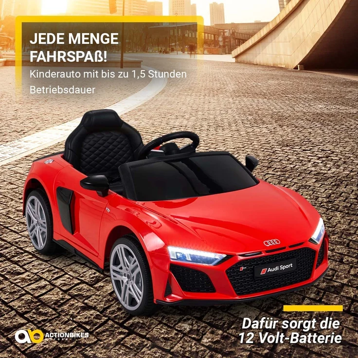 Audi R8 Spyder Kinder-Elektroauto, lizenziertes Kinderfahrzeug, 60 Watt Kinderauto, mit USB, schwarz – Bild 9