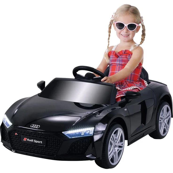 Audi R8 Spyder Kinder-Elektroauto, lizenziertes Kinderfahrzeug, 60 Watt Kinderauto, mit USB, schwarz – Bild 1