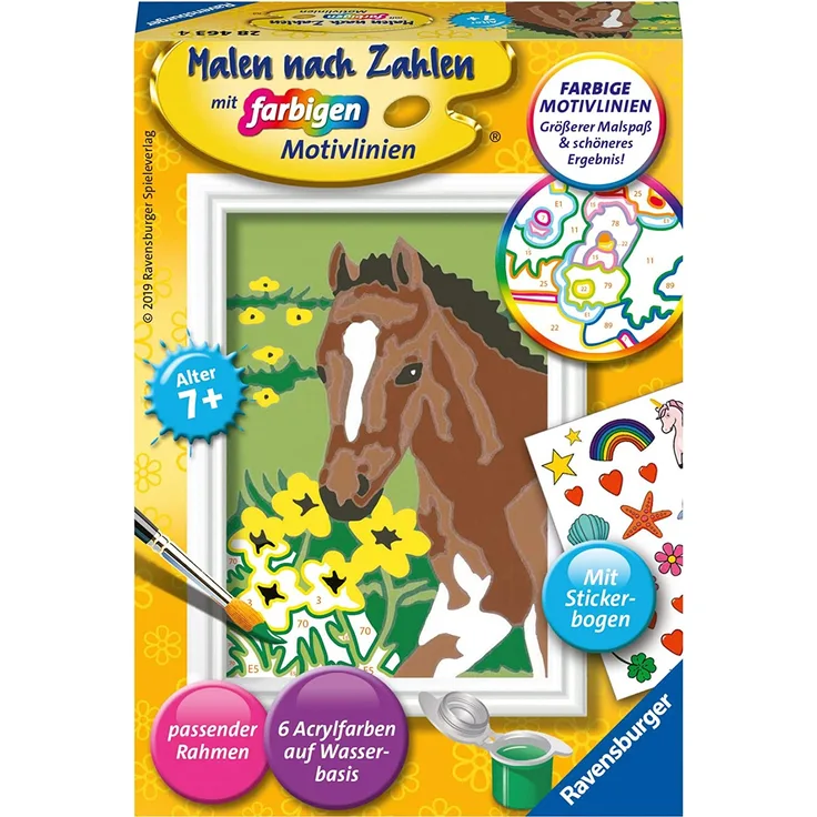 Ravensburger Malen nach Zahlen Fohlen mit Stickerbogen