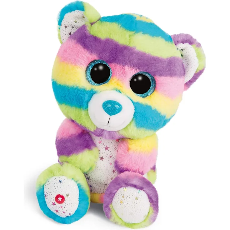 NICI 46321 Glubschis Kuscheltier Bär Captain Cool 25cm, Flauschiges Plüschtier mit großen Glitzeraugen, süßes Stofftier für Kinder und Kuscheltierliebhaber, bunt