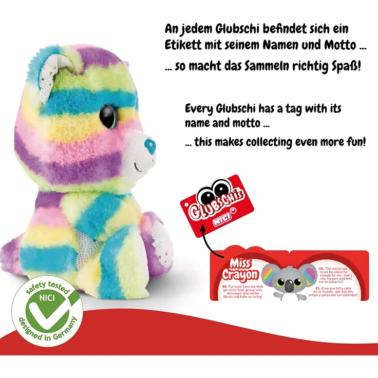 NICI 46321 Glubschis Kuscheltier Bär Captain Cool 25cm, Flauschiges Plüschtier mit großen Glitzeraugen, süßes Stofftier für Kinder und Kuscheltierliebhaber, bunt – Bild 4
