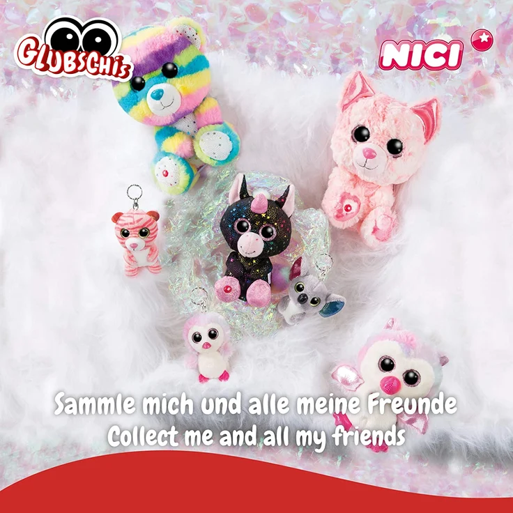 NICI 46321 Glubschis Kuscheltier Bär Captain Cool 25cm, Flauschiges Plüschtier mit großen Glitzeraugen, süßes Stofftier für Kinder und Kuscheltierliebhaber, bunt – Bild 2