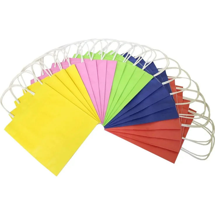 folia 21209 - Papiertüten aus Kraftpapier, Geschenktüten, 20 Stück, ca. 12 x 5,5 x 15 cm, farbig sortiert - zum Basteln, Verzieren und Verschenken