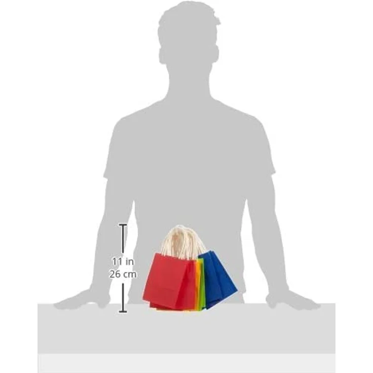 folia 21209 - Papiertüten aus Kraftpapier, Geschenktüten, 20 Stück, ca. 12 x 5,5 x 15 cm, farbig sortiert - zum Basteln, Verzieren und Verschenken – Bild 8