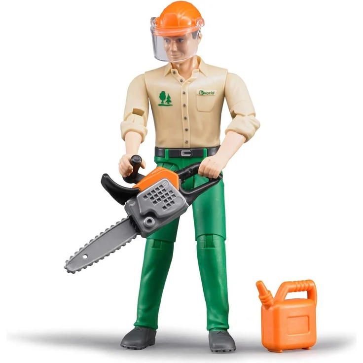 bruder Forstarbeiter mit Zubehör Spielfigur, grün/beige – Bild 2