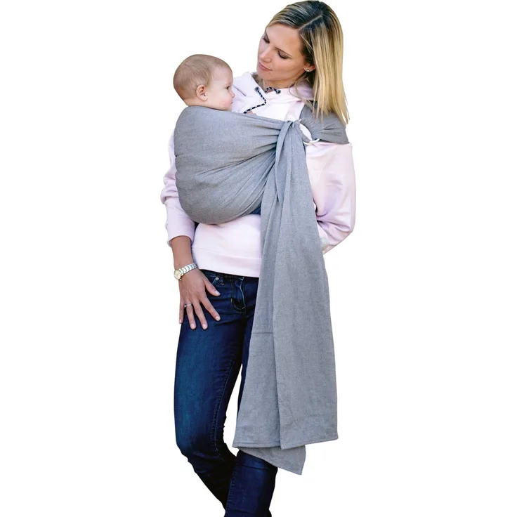 AMAZONAS Babytragetuch ohne Knoten Ring Sling Grey 180 cm 0-3 Jahre bis 15 kg