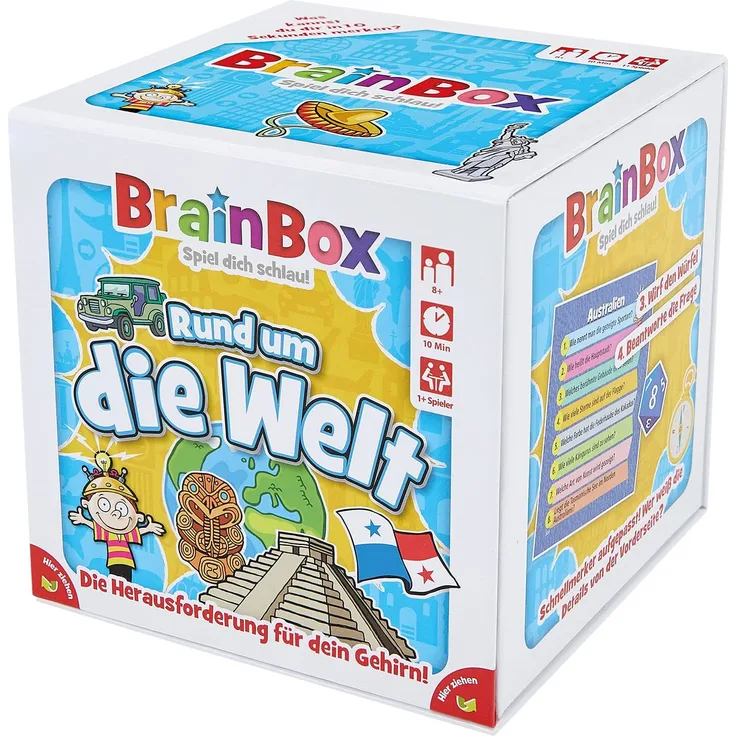 Brain Box 94901 Rund um die Welt, Lernspiel, Quizspiel für Kinder ab 8 Jahren, weiß