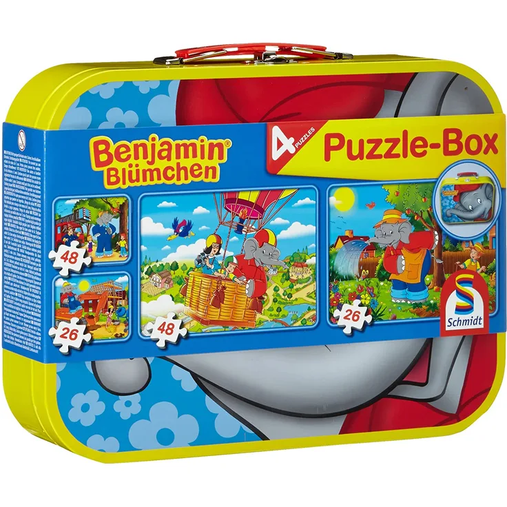 Schmidt Spiele - Puzzle - Puzzle-Box im Metallkoffer - Benjamin Blümchen, 2x26, 2x48 Teile - Preisvergleich