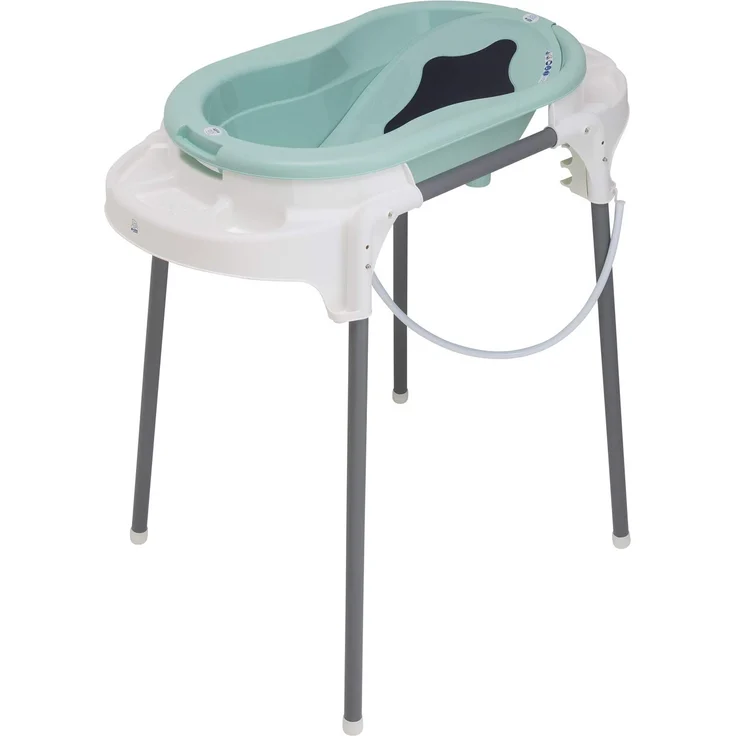 Rotho Babydesign TOP Badestation, Mit Baby Badewanne, Wannenständer, Wanneneinsatz und Ablaufschlauch, 0-12 Monate, Grün, 21042 0266 01 – Bild 1