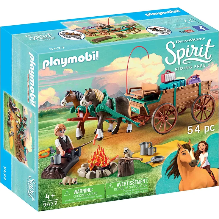 PLAYMOBIL DreamWorks Spirit 9477 Vater Jim mit Kutsche, Ab 4 Jahren