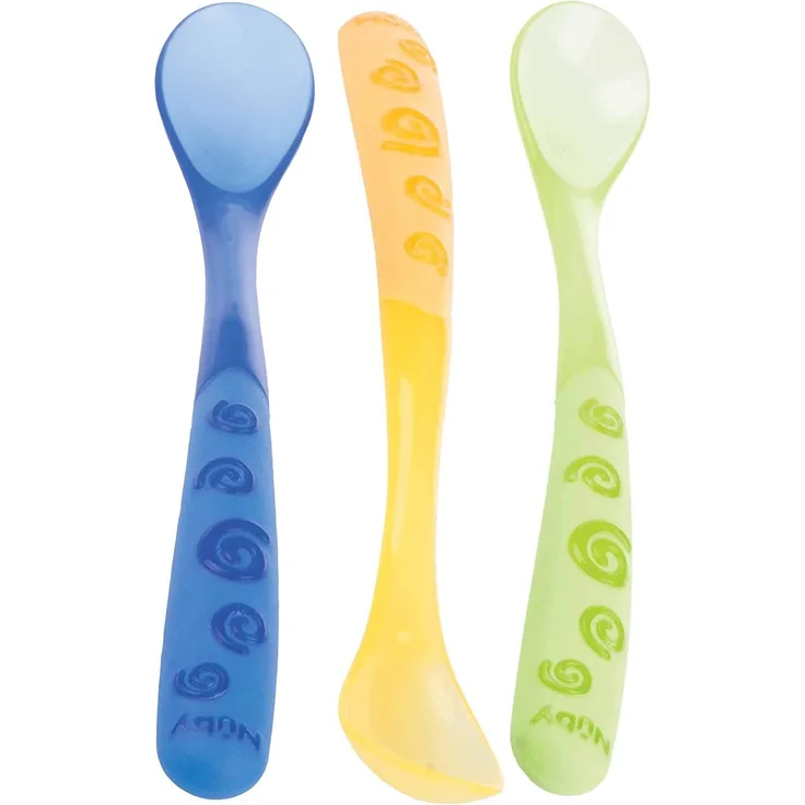 Nuby ID5377 - Breilöffel lang, 3-er Pack, Farblich sortiert