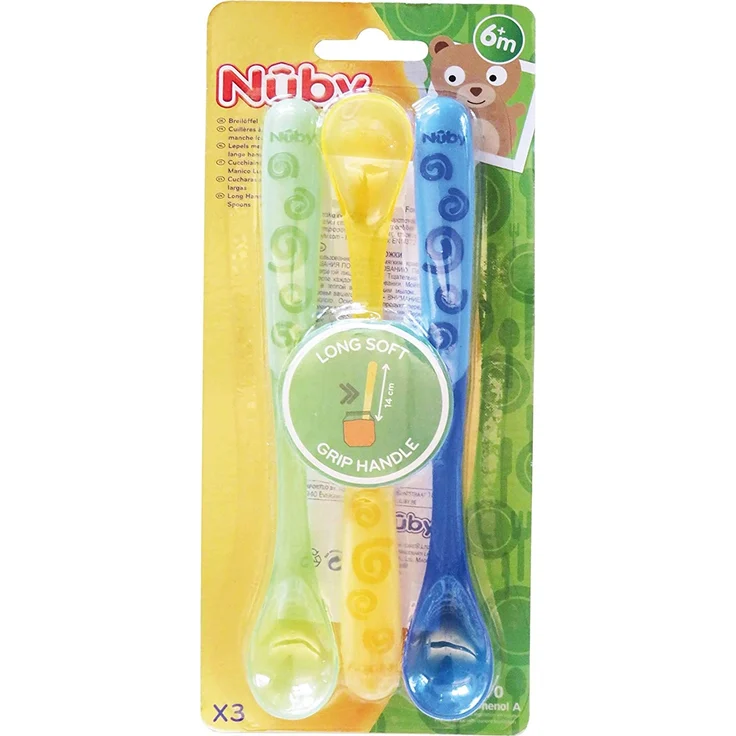Nuby ID5377 - Breilöffel lang, 3-er Pack, Farblich sortiert – Bild 6