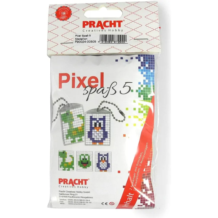 Pixel P90024-00505 Spaß Bastelset 5, zur Gestaltung von 2 Schlüsselanhängern (Medaillons) für Kinder, kinderleichtes Stecksystem, ohne Bügeln und Kleben, Steinchen aus Biokunststoff