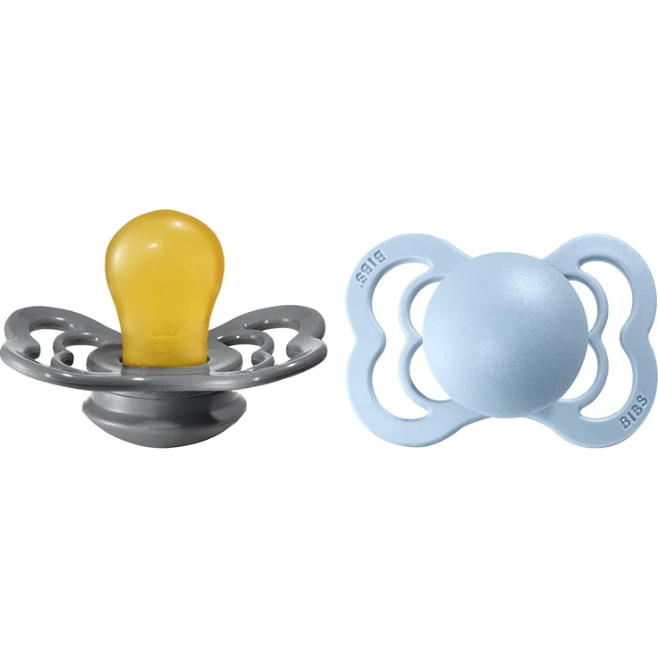 BIBS Schnuller Supreme Baby Blue / Iron Latex 0-6 Monate, 2 Stk. – Bild 1