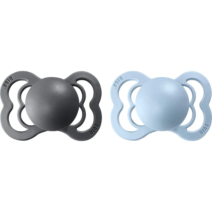 BIBS Schnuller Supreme Baby Blue / Iron Latex 0-6 Monate, 2 Stk. – Bild 2