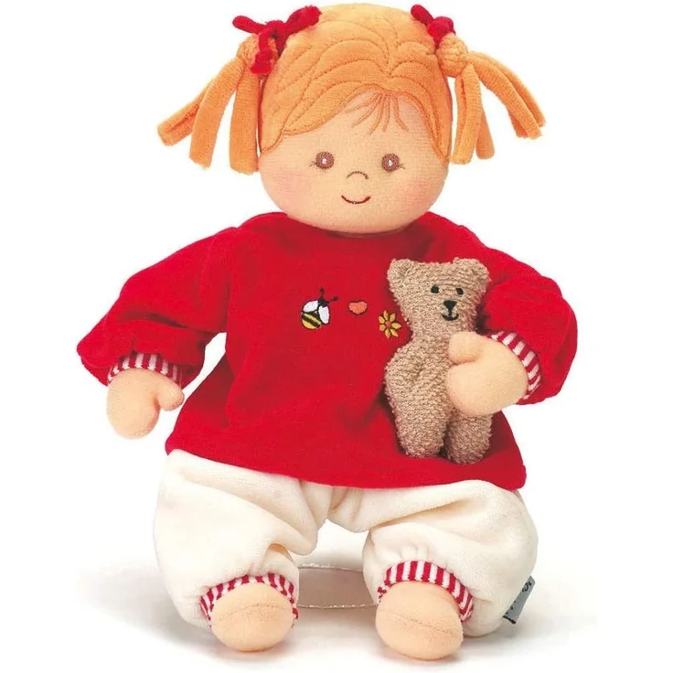 Sterntaler Spielpuppe Magdalena, Integrierte Rassel, Alter: Für Babys ab der Geburt, 33 cm, Rot/Beige – Bild 2