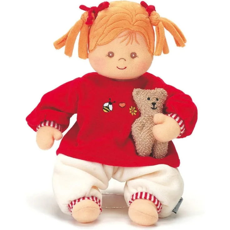 Sterntaler Spielpuppe Magdalena, Integrierte Rassel, Alter: Für Babys ab der Geburt, 33 cm, Rot/Beige