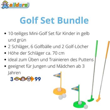 Minigolf Set Für Kinder 12-teilig - Mit Einziehbaren Schlägern Für Indoor & Outdoor