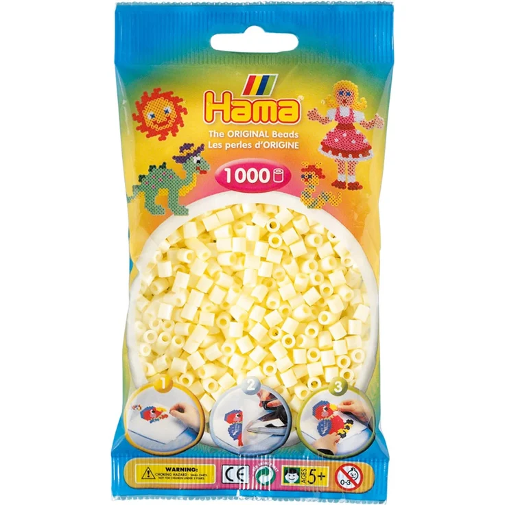 Hama 207-02 - Bügelperlen im Beutel, ca. 1000 Stück, creme – Bild 1