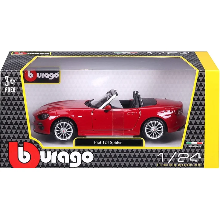 Bauer Spielwaren 18-21083R Fiat 124 Spider Modellauto im Maßstab 1:24, rot – Bild 7